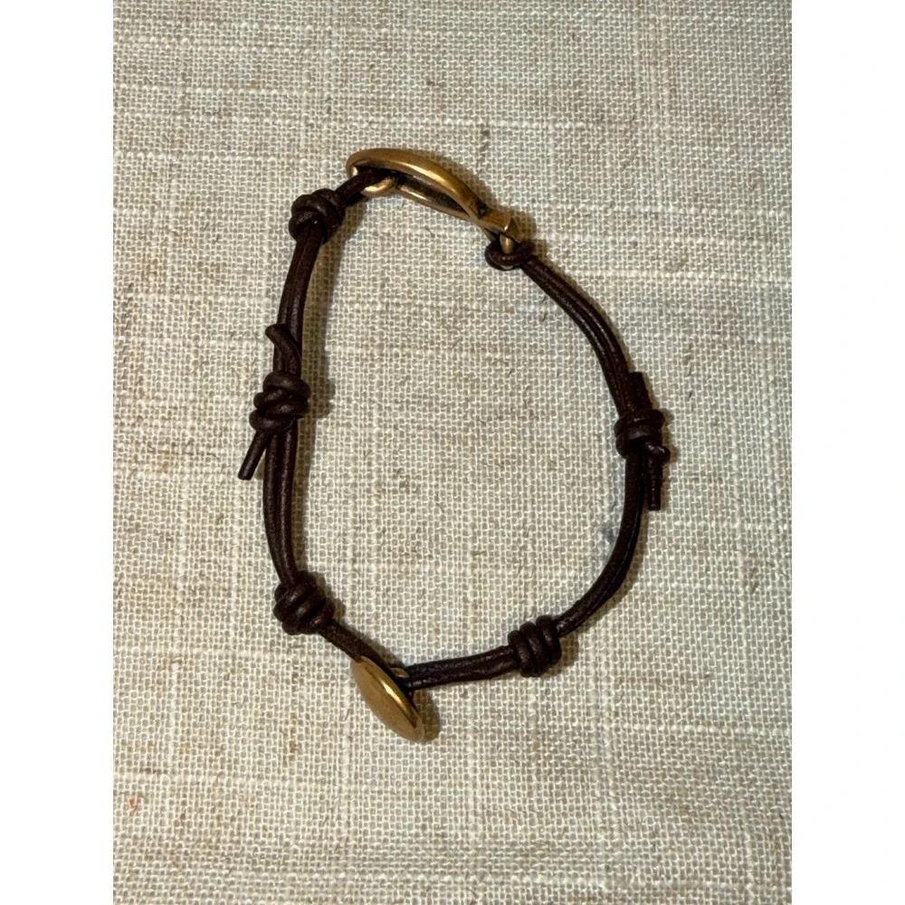James Avery Bronze Ichthus Fish Brown Leather Knotted Cord Bracelet 8